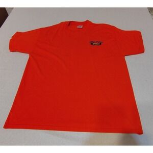 Orange Blues Bikes & BBQ  BBB Fayetteville 2003 Motorcycle Rally T Shirt Y2K LL